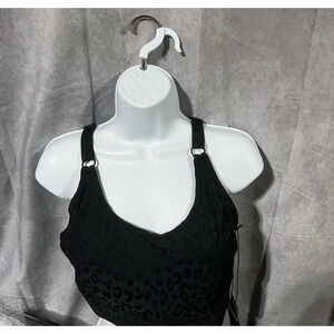 Mono B Sports Bra - Leopard Jacquard TACTEL - Black - XL